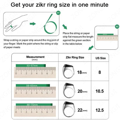 2024 Iqibla Smart Zikr Ring Praise Tasbih Tally Electronic Digital Counter for Muslims Prayer Time Vibration Reminder Waterproof